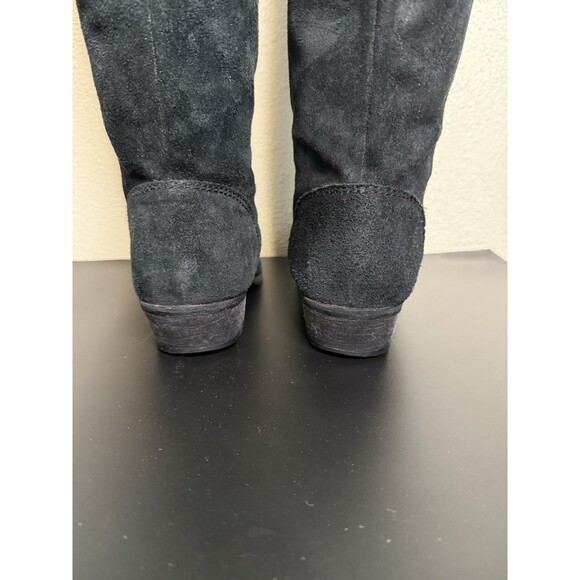 Naughty Monkey Black Leather Over the Knee Hidden Wedge Zip Boots Women Size 7.5 - Picture 7 of 11